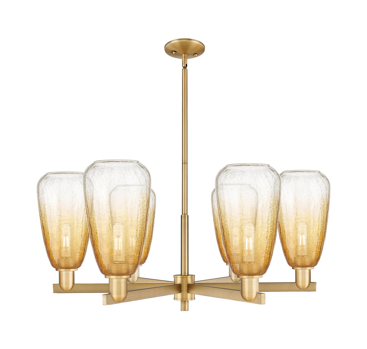 Six Light Chandelier by Innovations - Arcadia Collection, Brushed Brass Finish - 716-6CR-BB-G480-6AM