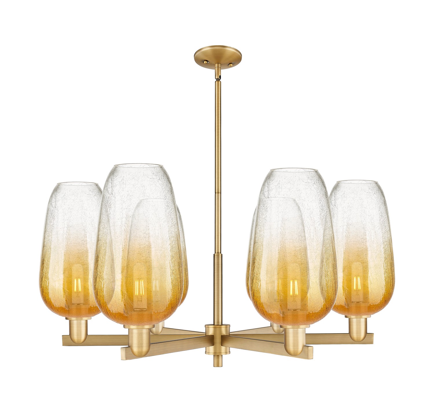 Six Light Chandelier by Innovations - Arcadia Collection, Brushed Brass Finish - 716-6CR-BB-G484-7AM