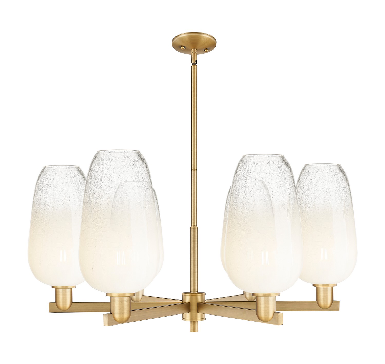 Six Light Chandelier by Innovations - Arcadia Collection, Brushed Brass Finish - 716-6CR-BB-G484-7OP