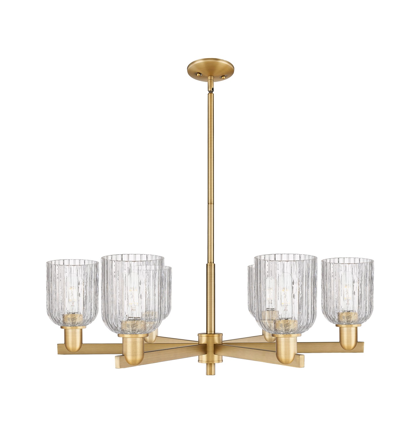 Six Light Chandelier by Innovations - Arcadia Collection, Brushed Brass Finish - 716-6CR-BB-G559-5CL