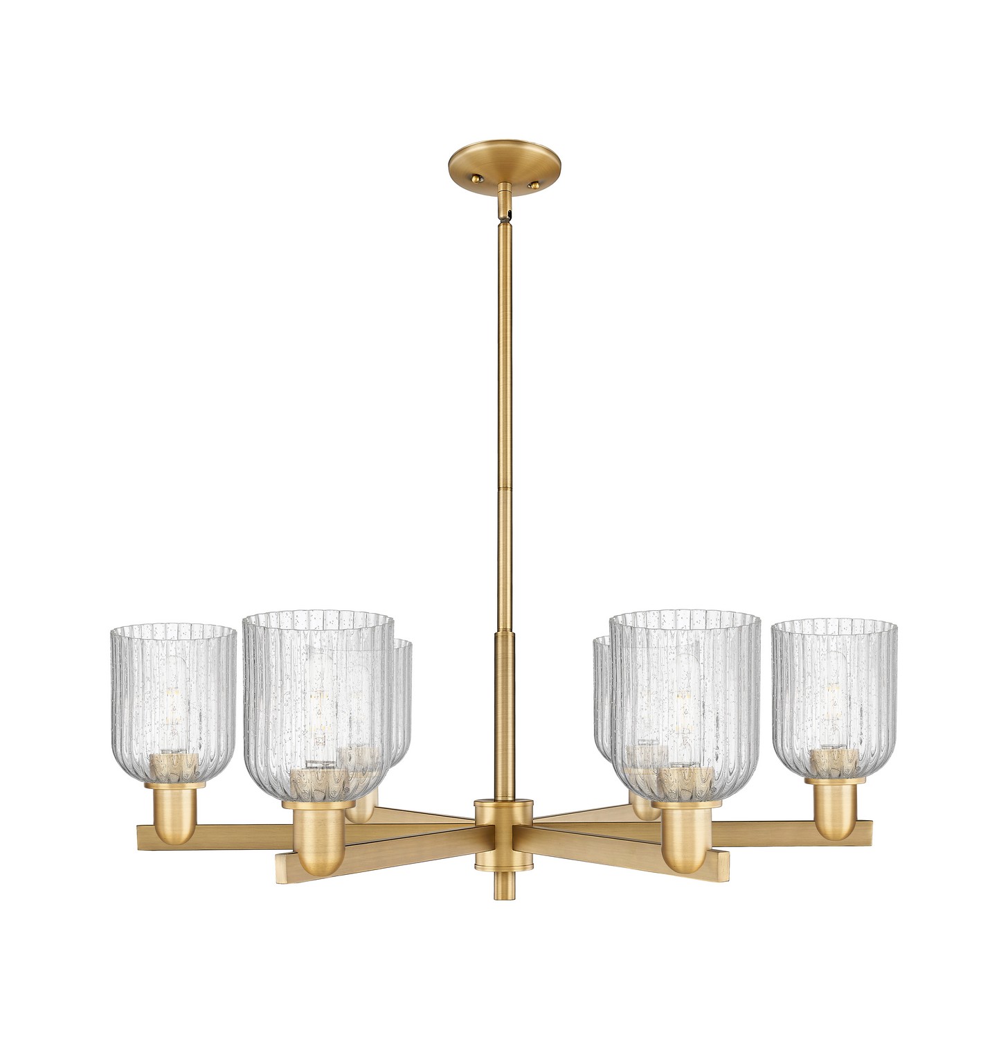 Six Light Chandelier by Innovations - Arcadia Collection, Brushed Brass Finish - 716-6CR-BB-G559-5SDY