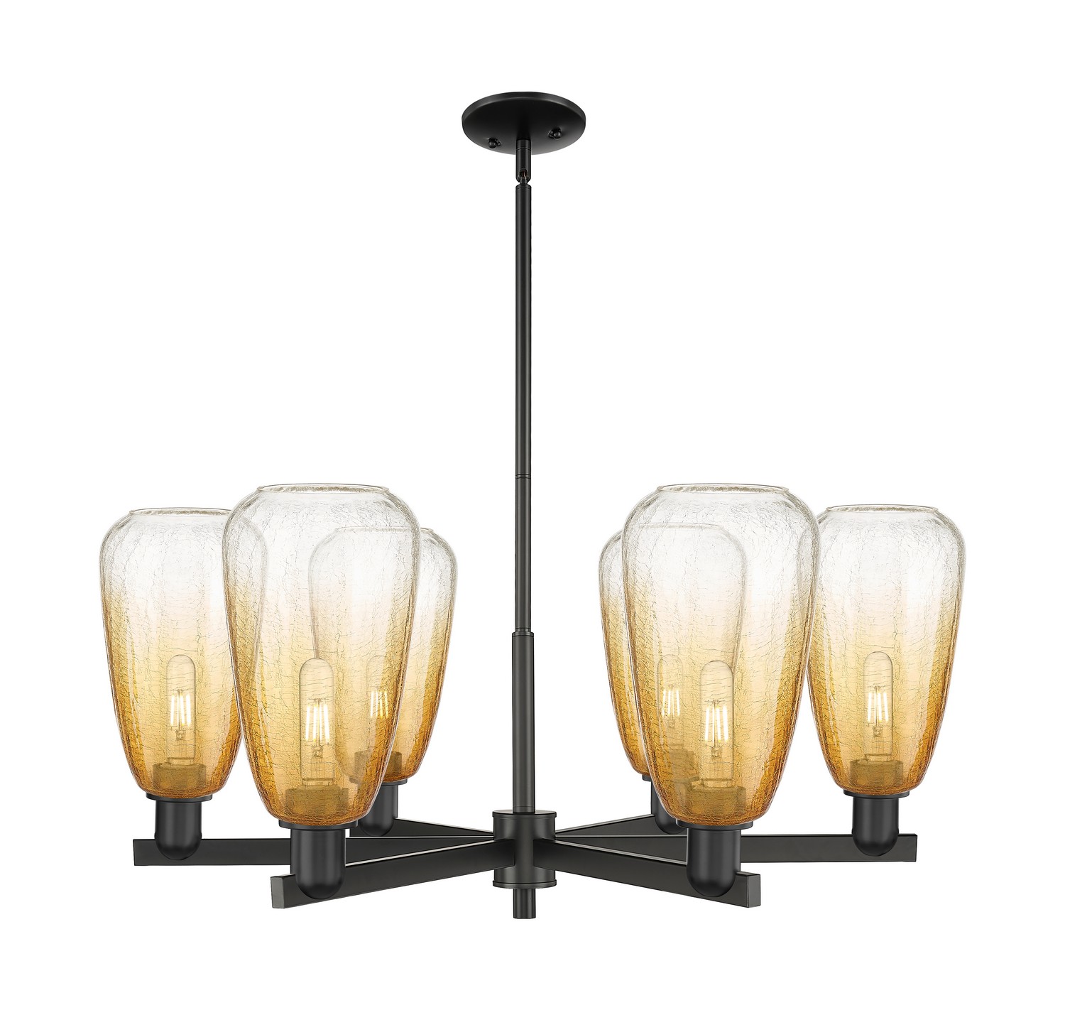 Six Light Chandelier by Innovations - Arcadia Collection, Matte Black Finish - 716-6CR-BK-G480-6AM