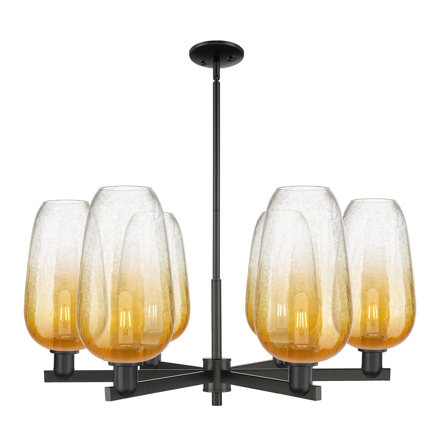 Six Light Chandelier by Innovations - Arcadia Collection, Matte Black Finish - 716-6CR-BK-G484-7AM