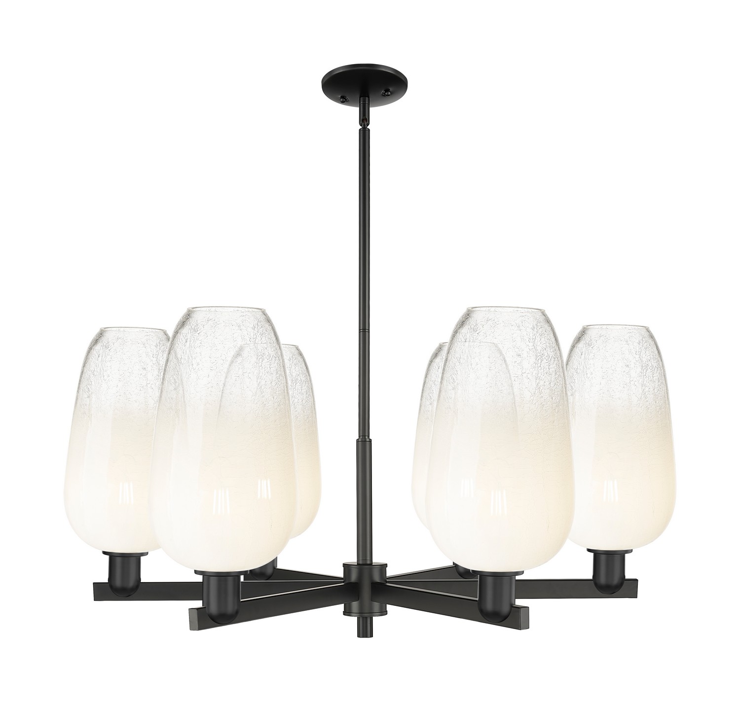 Six Light Chandelier by Innovations - Arcadia Collection, Matte Black Finish - 716-6CR-BK-G484-7OP