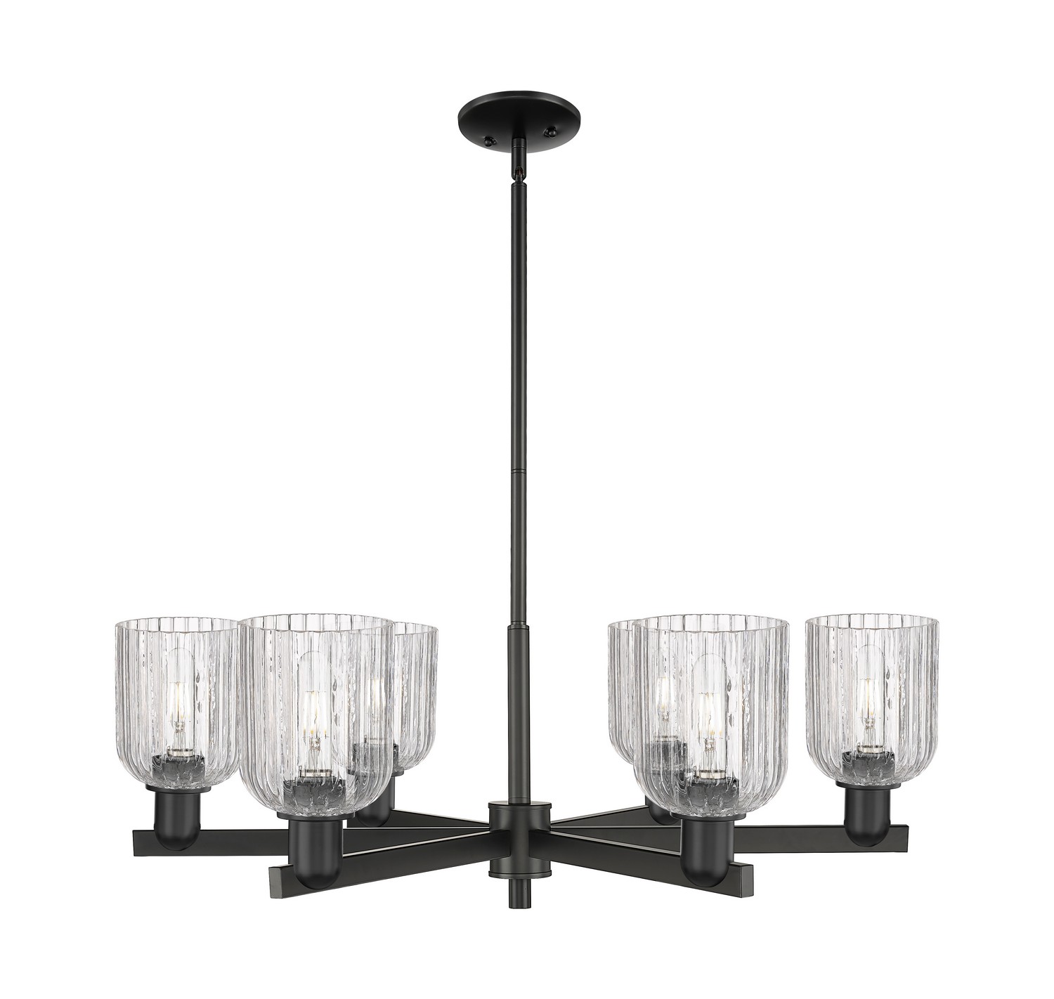 Six Light Chandelier by Innovations - Arcadia Collection, Matte Black Finish - 716-6CR-BK-G559-5CL