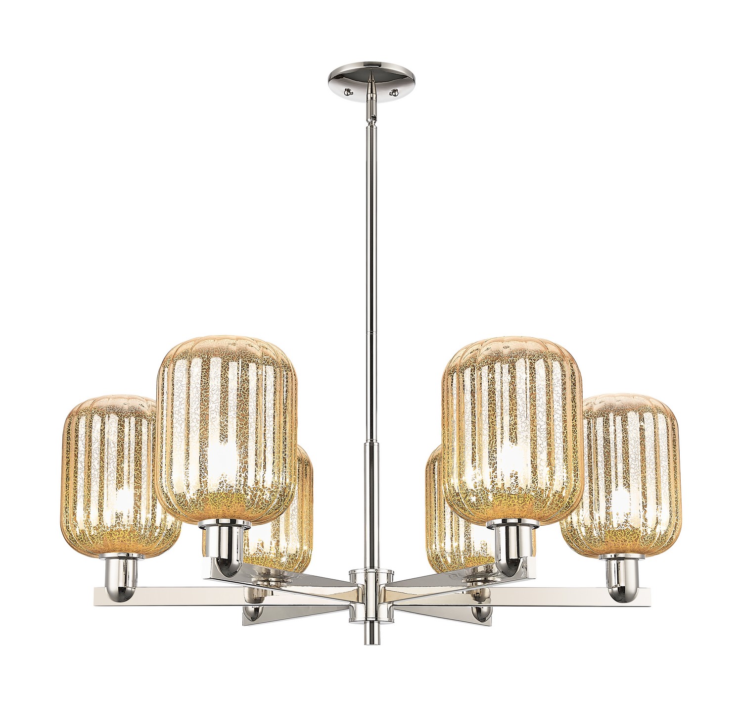 Six Light Chandelier by Innovations - Arcadia Collection, Polished Nickel Finish - 716-6CR-PN-G460-7ME