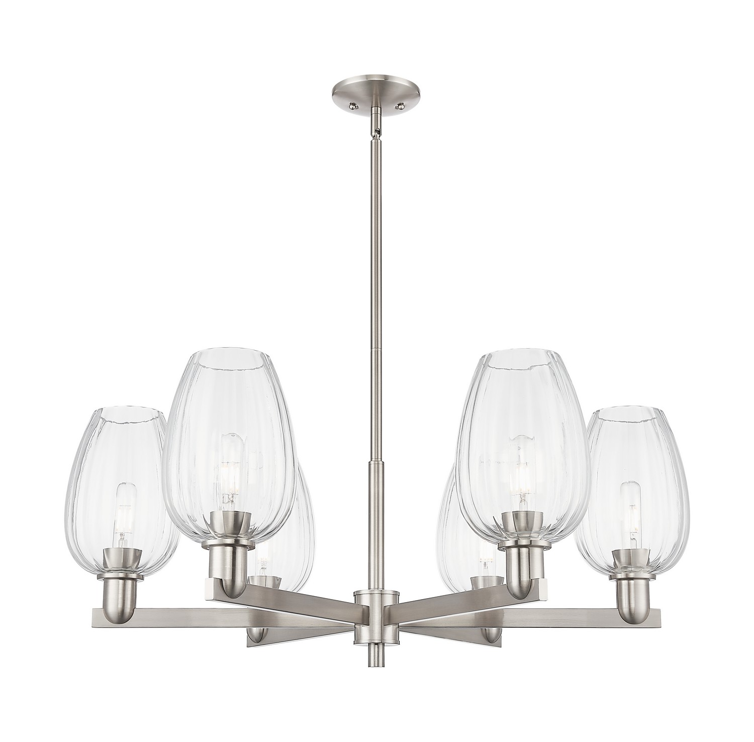 Six Light Chandelier by Innovations - Arcadia Collection, Satin Nickel Finish - 716-6CR-SN-G457-6CL