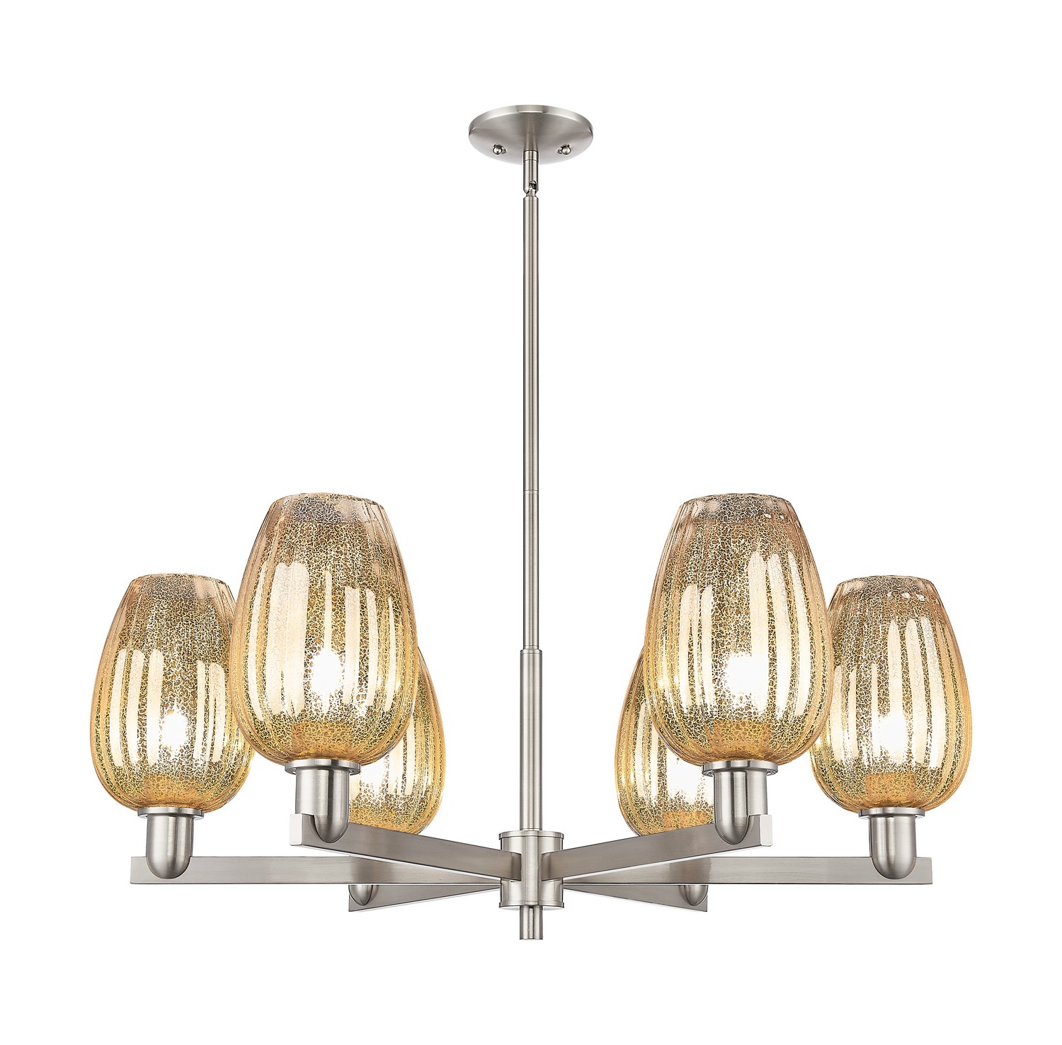Six Light Chandelier by Innovations - Arcadia Collection, Satin Nickel Finish - 716-6CR-SN-G457-6ME