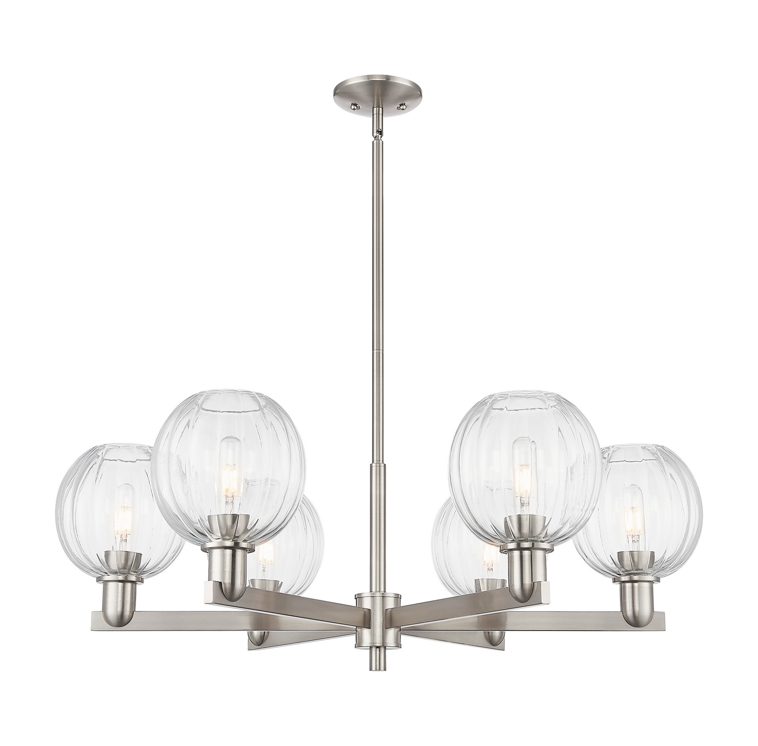 Six Light Chandelier by Innovations - Arcadia Collection, Satin Nickel Finish - 716-6CR-SN-G458-7CL