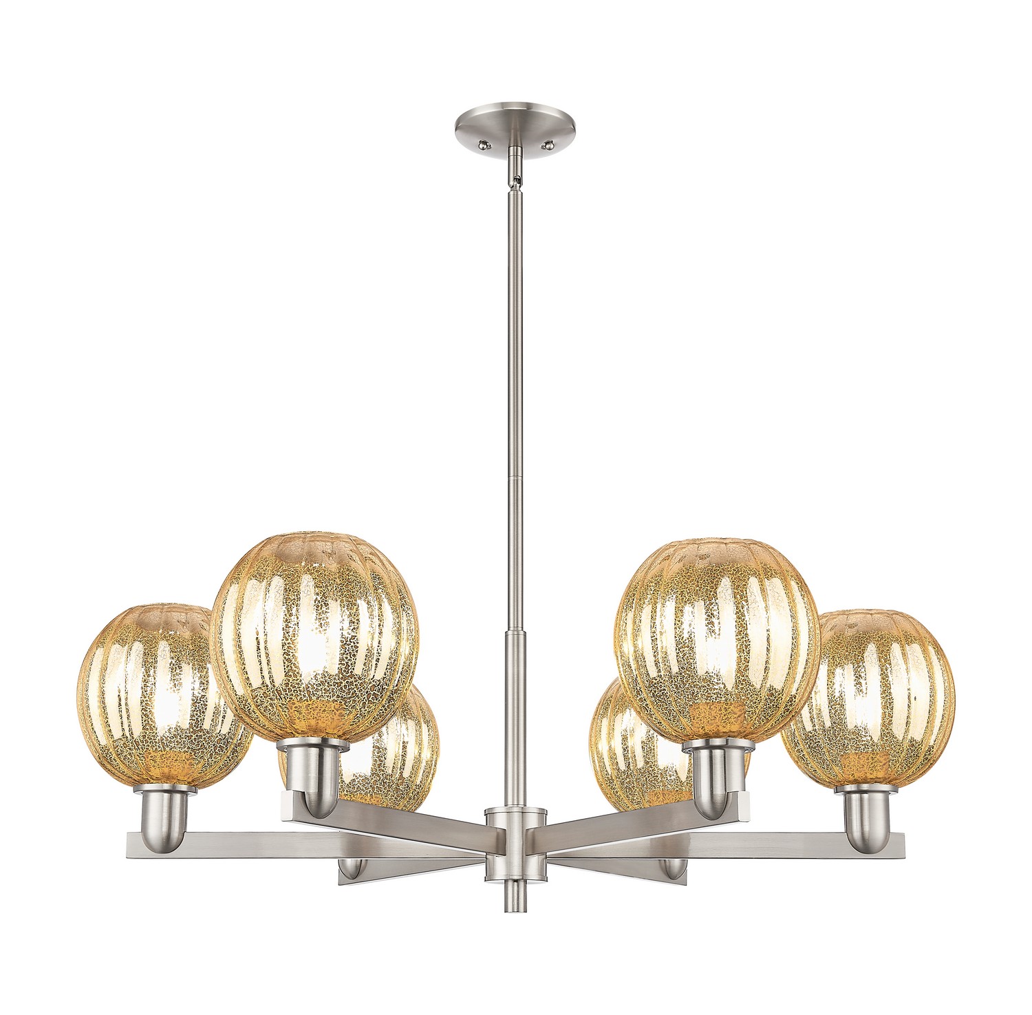Six Light Chandelier by Innovations - Arcadia Collection, Satin Nickel Finish - 716-6CR-SN-G458-7ME