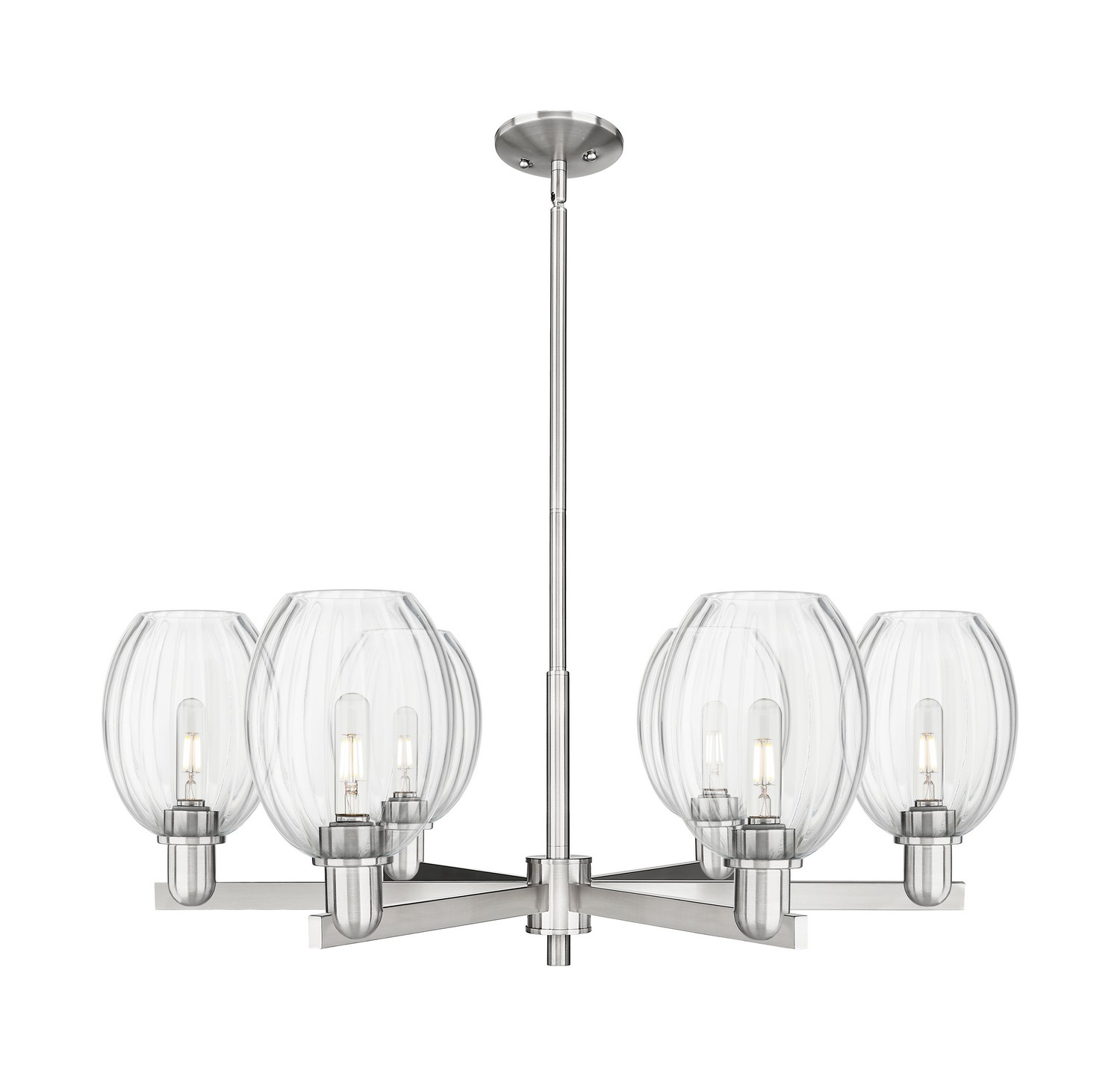 Six Light Chandelier by Innovations - Arcadia Collection, Satin Nickel Finish - 716-6CR-SN-G459-6CL