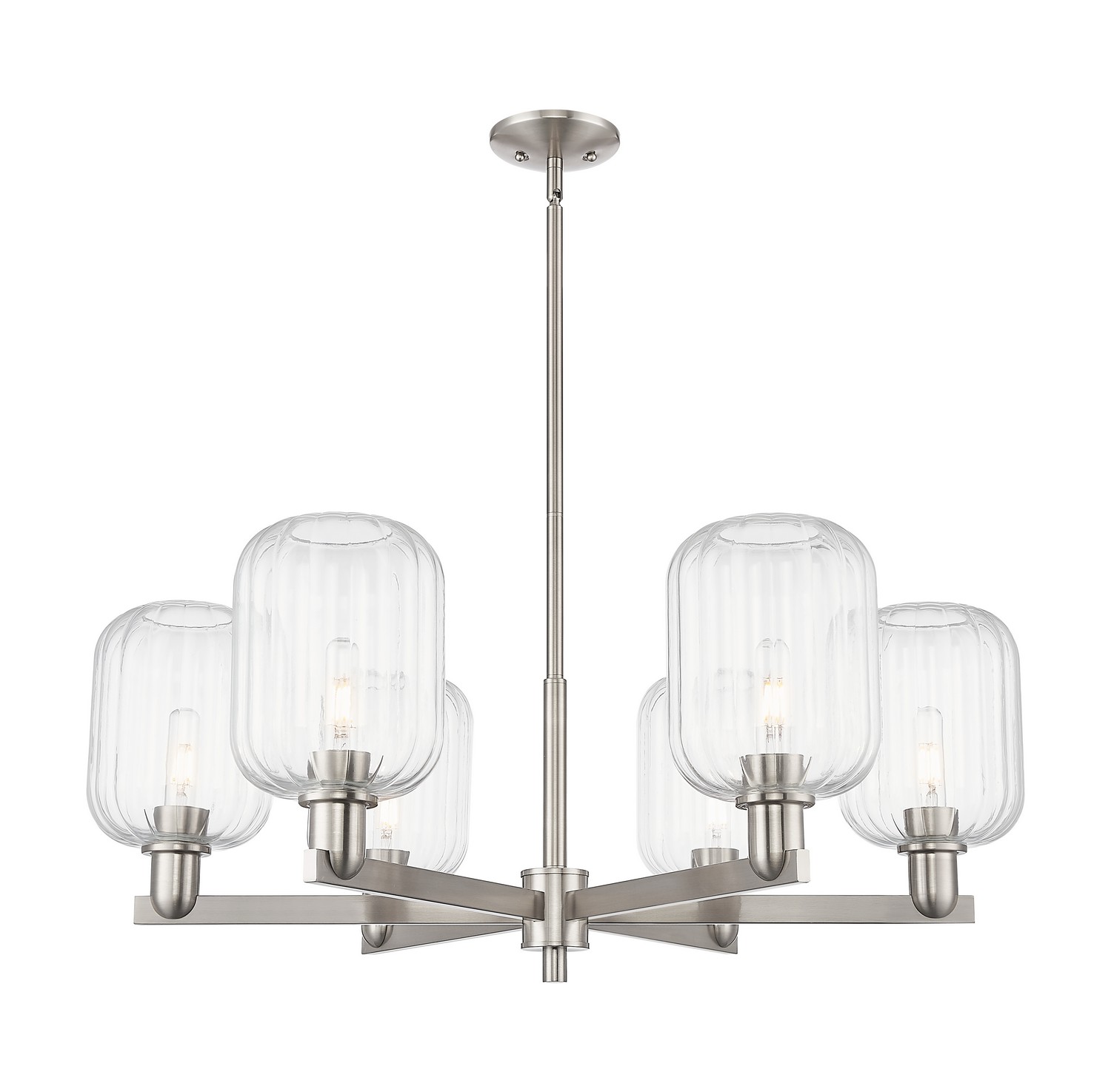 Six Light Chandelier by Innovations - Arcadia Collection, Satin Nickel Finish - 716-6CR-SN-G460-7CL