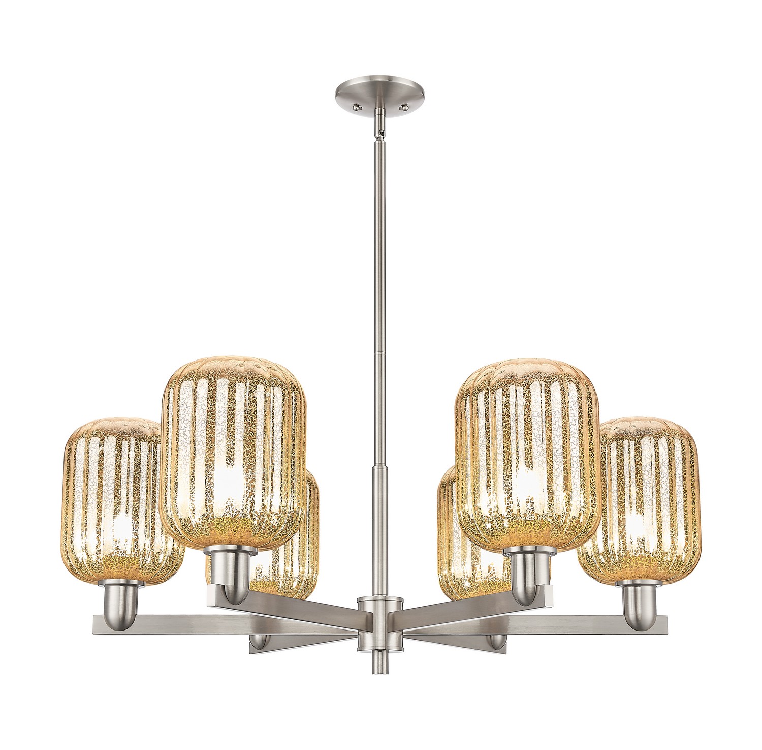 Six Light Chandelier by Innovations - Arcadia Collection, Satin Nickel Finish - 716-6CR-SN-G460-7ME