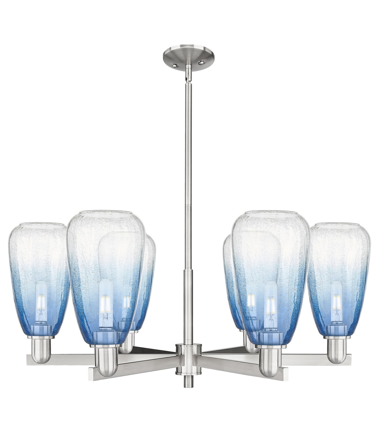 Six Light Chandelier by Innovations - Arcadia Collection, Satin Nickel Finish - 716-6CR-SN-G480-6SB