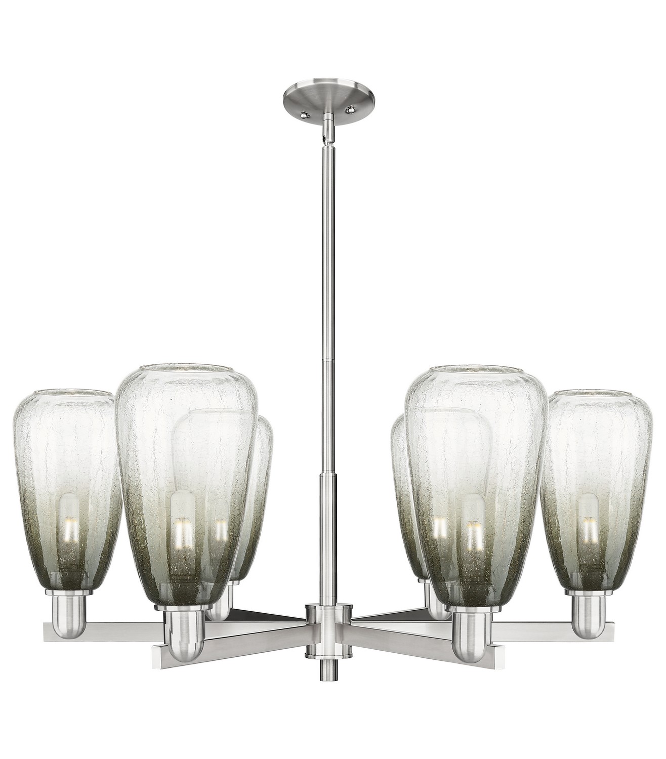 Six Light Chandelier by Innovations - Arcadia Collection, Satin Nickel Finish - 716-6CR-SN-G480-6SL