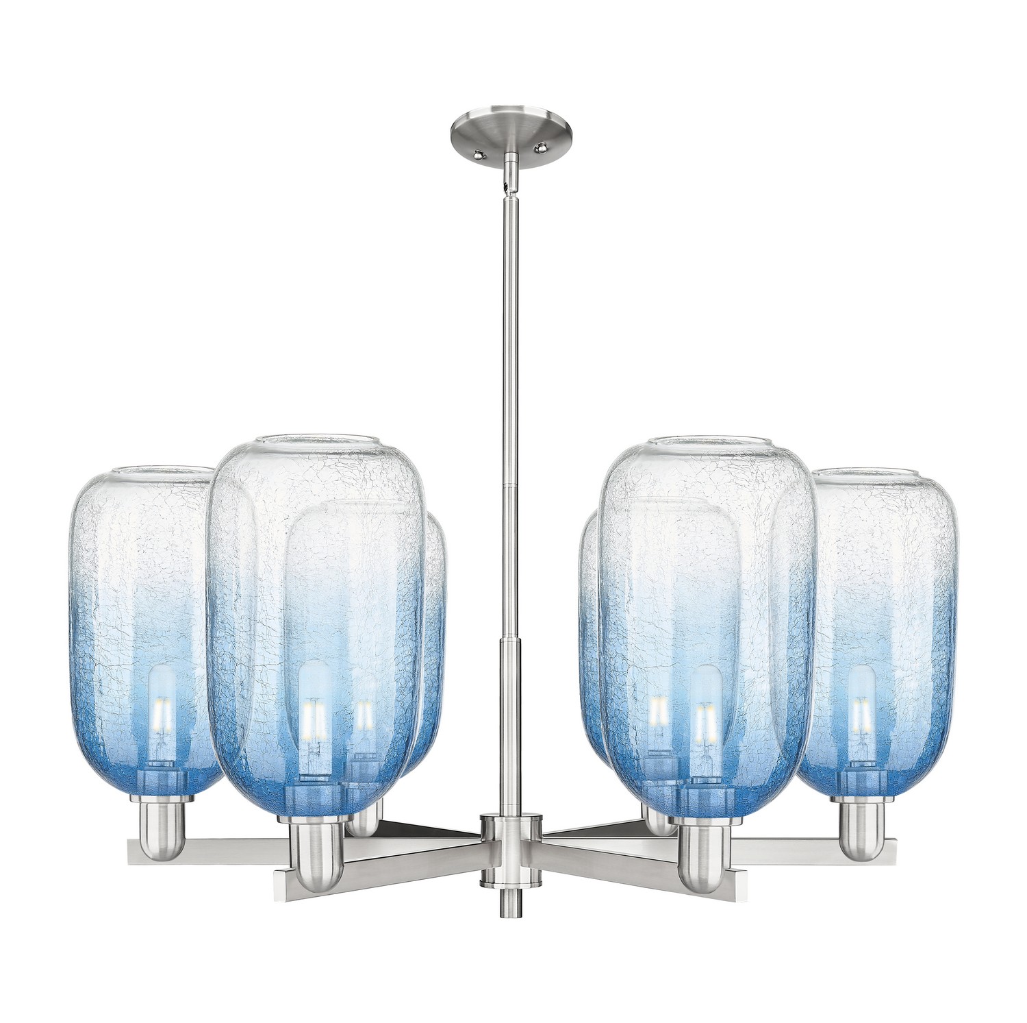 Six Light Chandelier by Innovations - Arcadia Collection, Satin Nickel Finish - 716-6CR-SN-G482-7SB