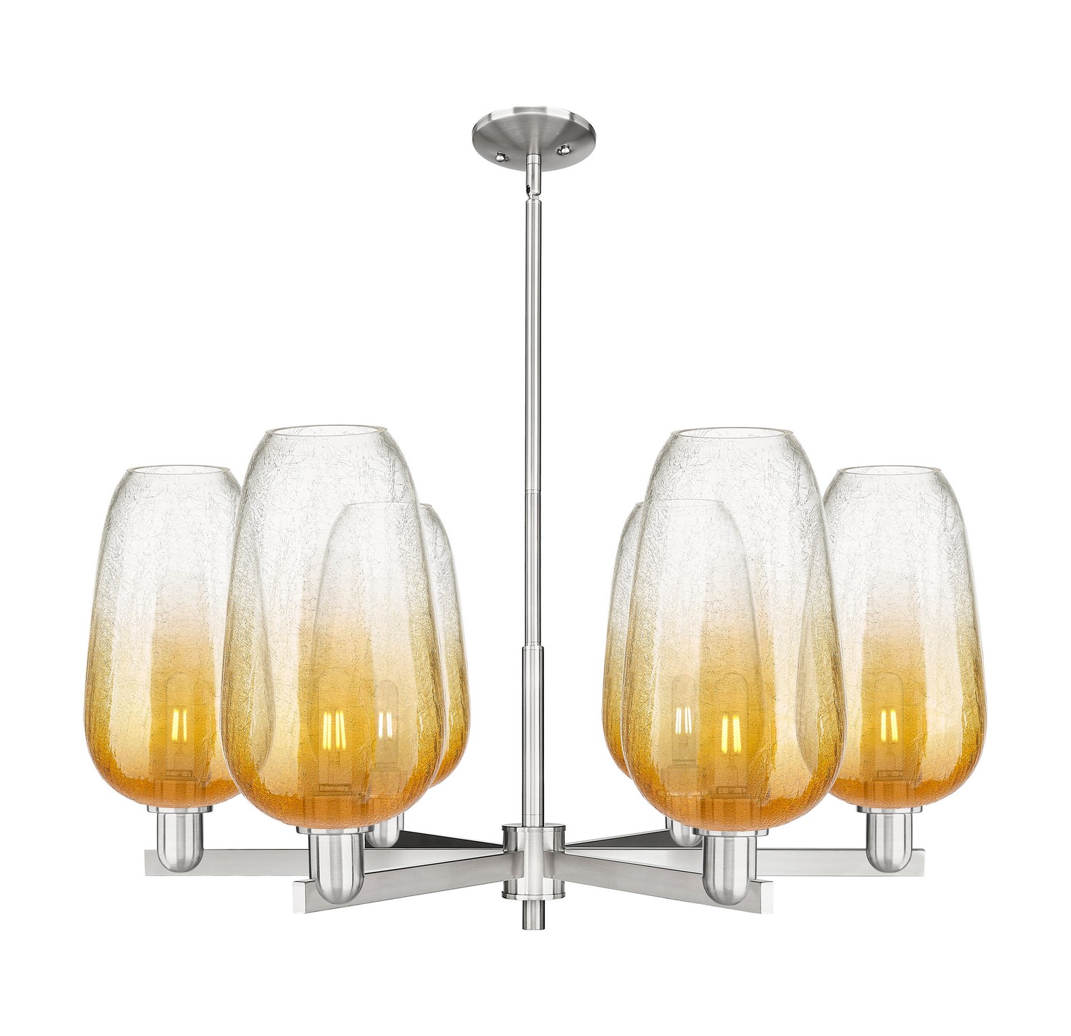 Six Light Chandelier by Innovations - Arcadia Collection, Satin Nickel Finish - 716-6CR-SN-G484-7AM