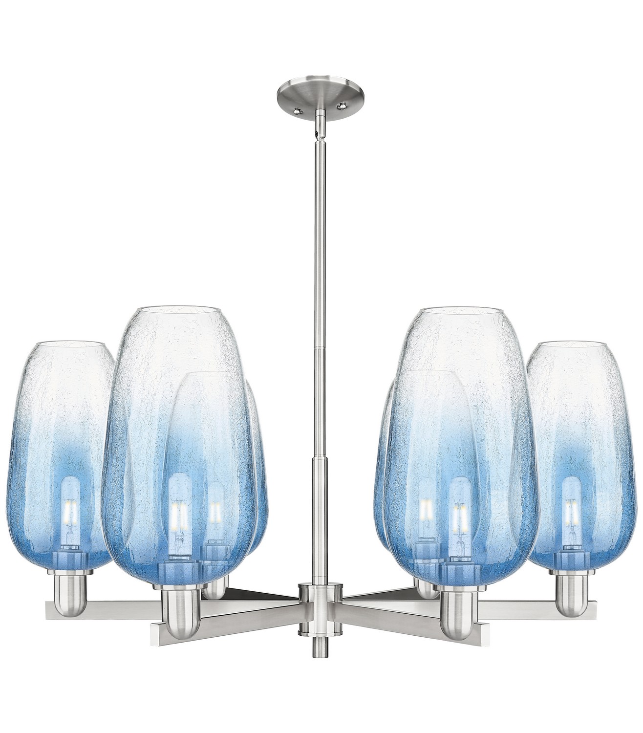 Six Light Chandelier by Innovations - Arcadia Collection, Satin Nickel Finish - 716-6CR-SN-G484-7SB