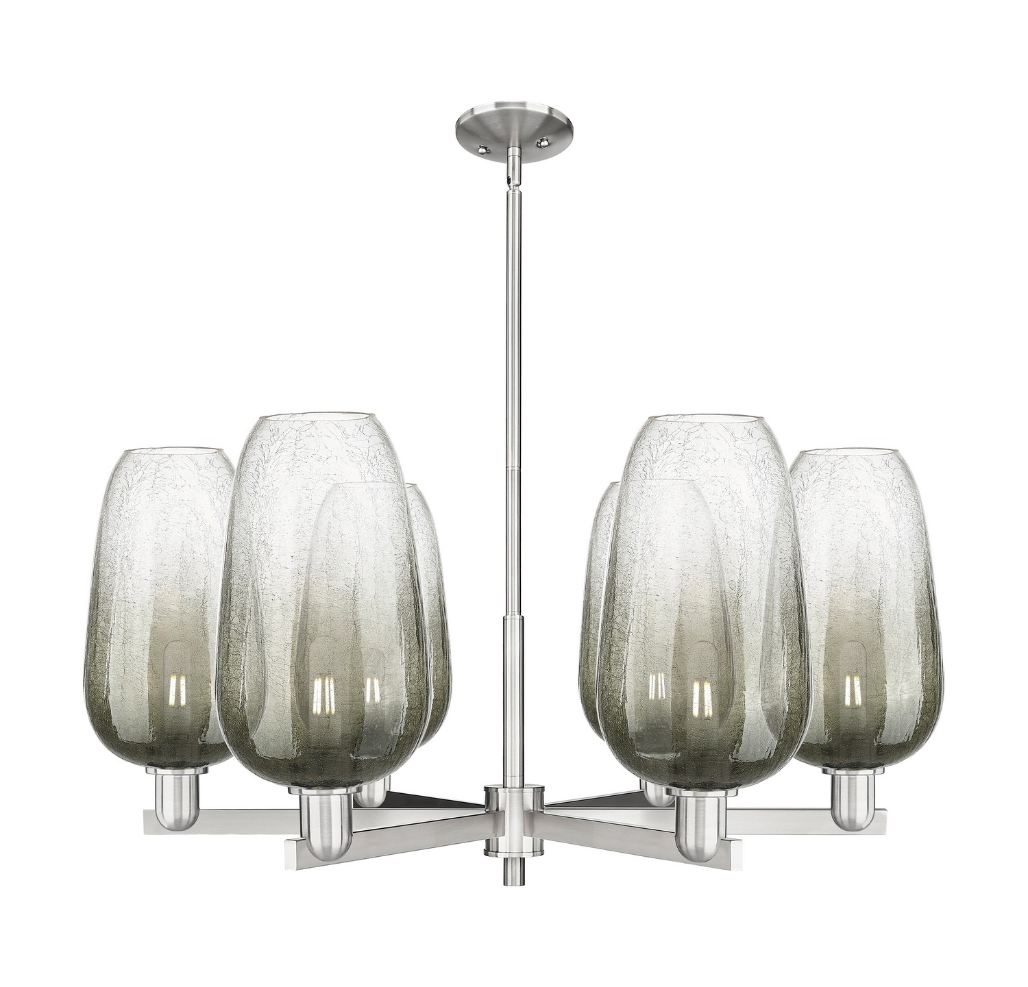 Six Light Chandelier by Innovations - Arcadia Collection, Satin Nickel Finish - 716-6CR-SN-G484-7SL