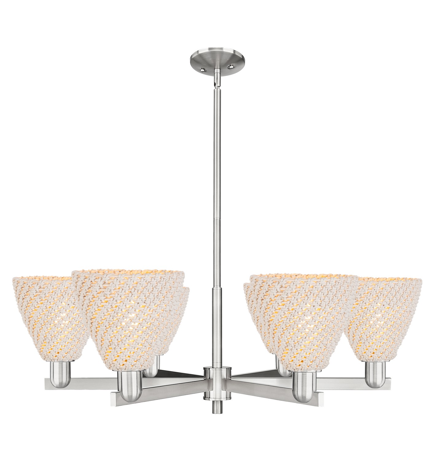 Six Light Chandelier by Innovations - Arcadia Collection, Satin Nickel Finish - 716-6CR-SN-NBD-75-NAT