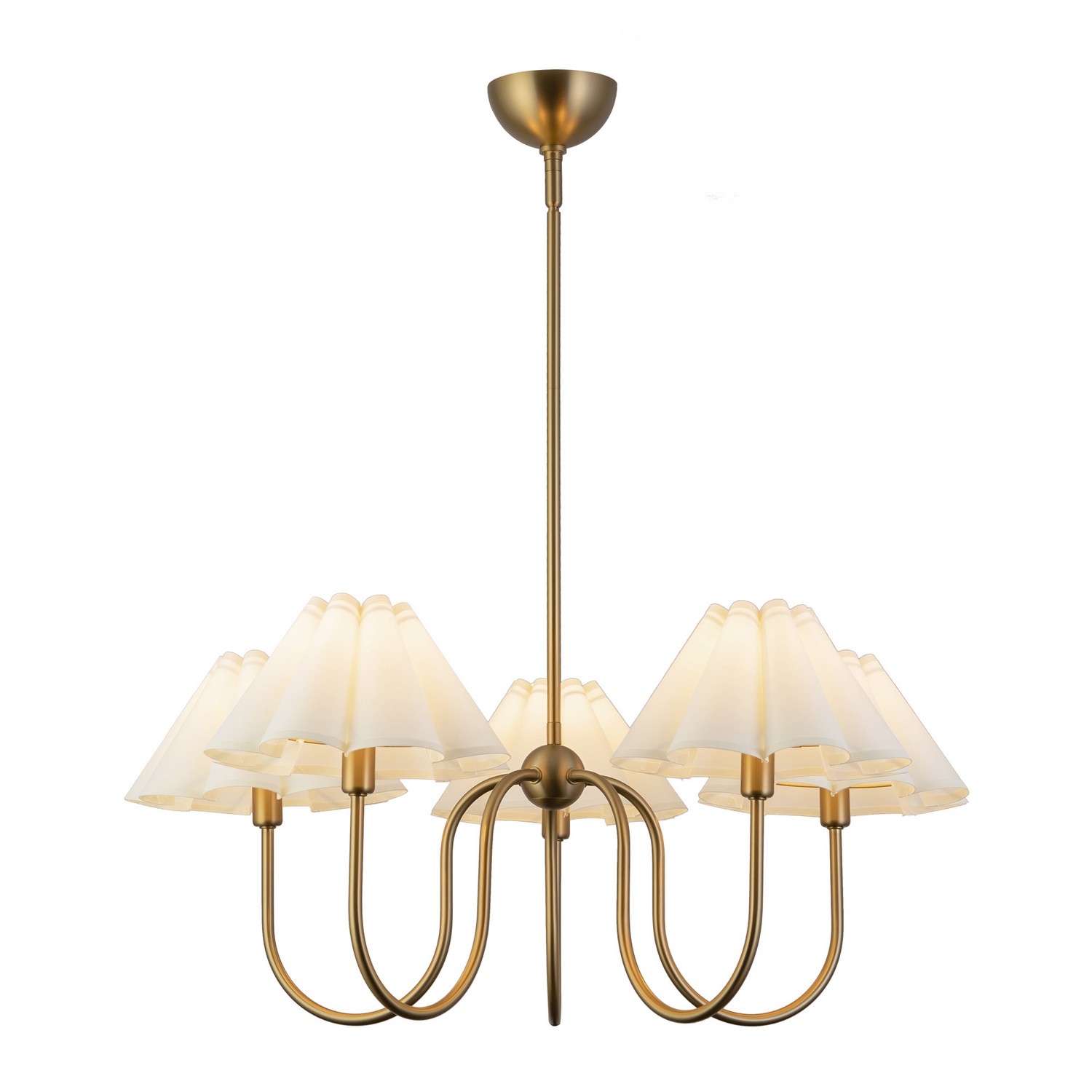 Photos - Chandelier / Lamp Wide Alora Brushed Gold Folded White Chandelier from the Rosemary Collection CH610530BGFW