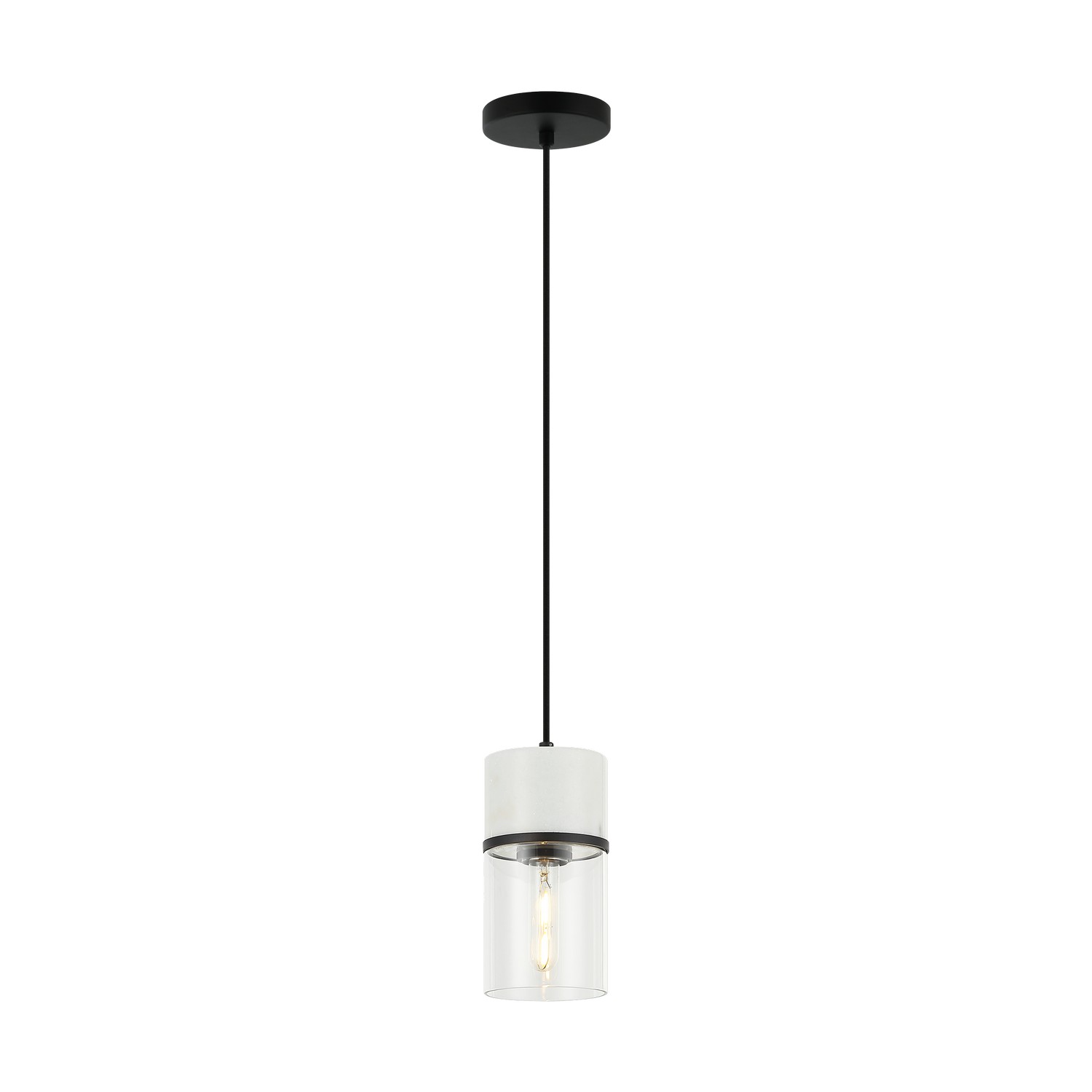 Matteo Lighting C39901MB Marmor 1 Light 4.5 inch Matte Black and White Marble Pendant Ceiling Light