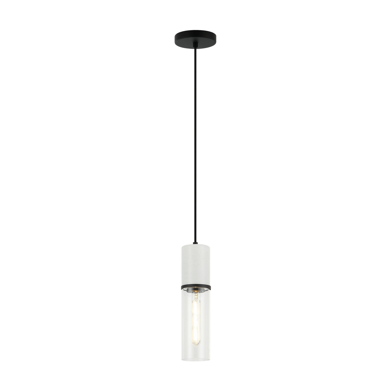 Matteo Lighting C39911MB Marmor 1 Light 3.38 inch Matte Black and White Marble Pendant Ceiling Light