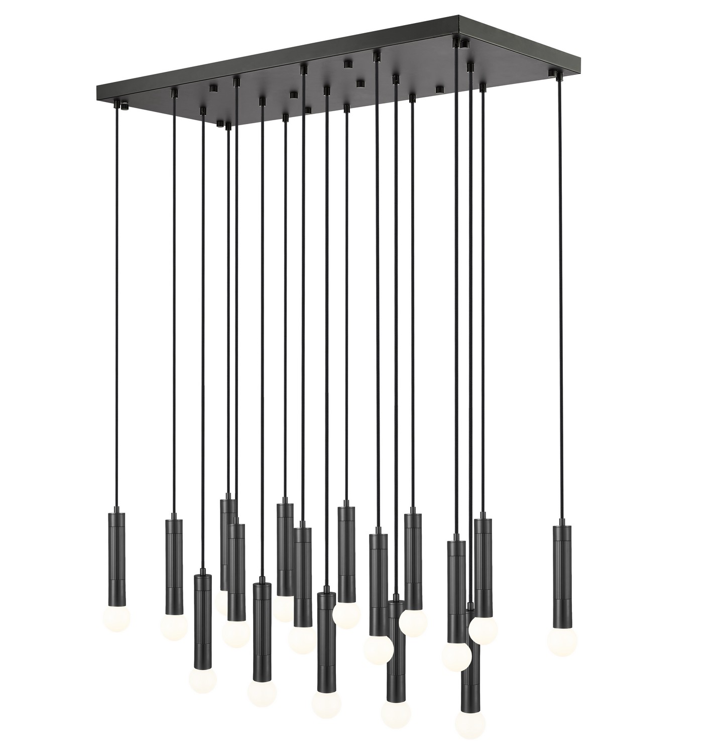17 Light Linear Chandelier by Z-Lite - Stari Collection, Matte Black Finish - 1956P-17L-MB