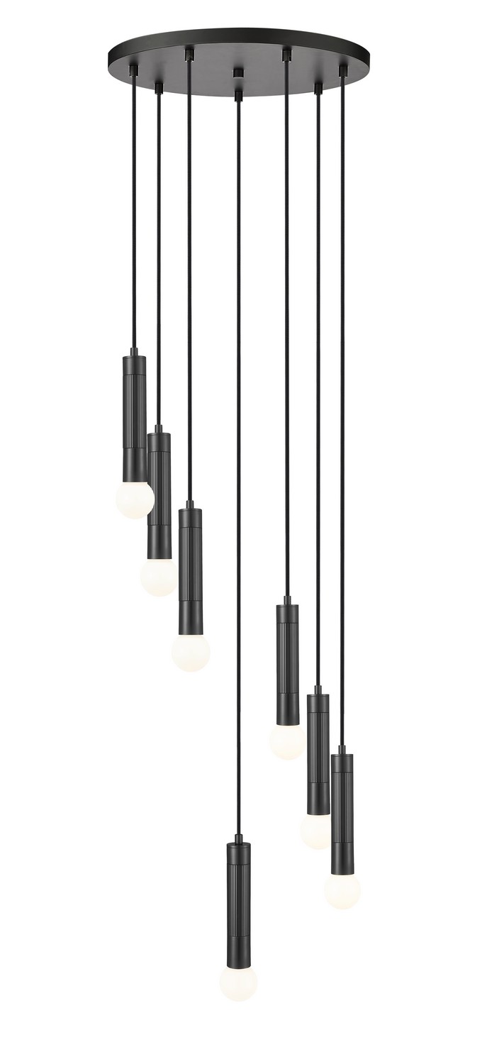 Seven Light Chandelier by Z-Lite - Stari Collection, Matte Black Finish - 1956P-7R-MB