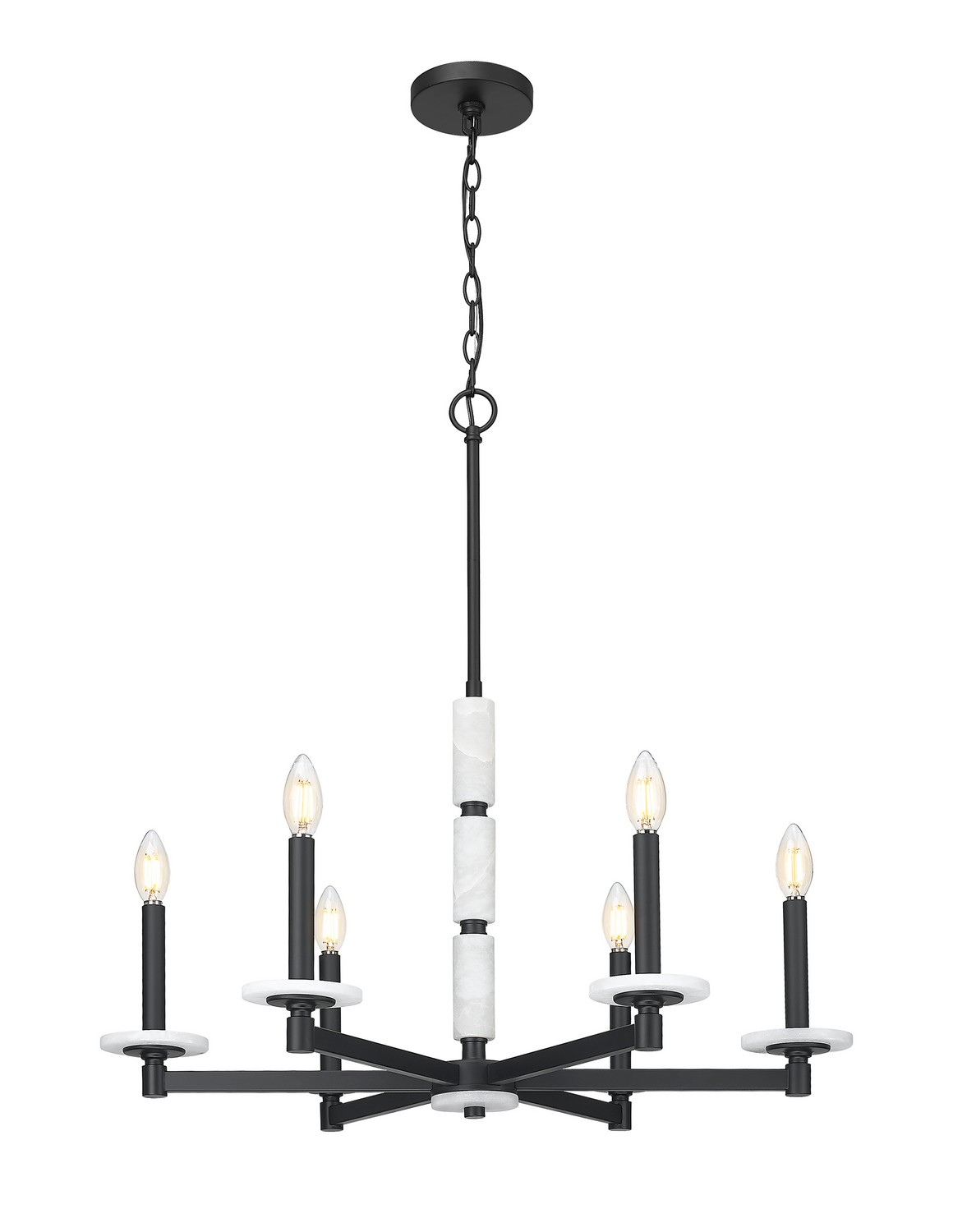 Six Light Chandelier by Z-Lite - Kaden Collection, Matte Black Finish - 3045-6MB