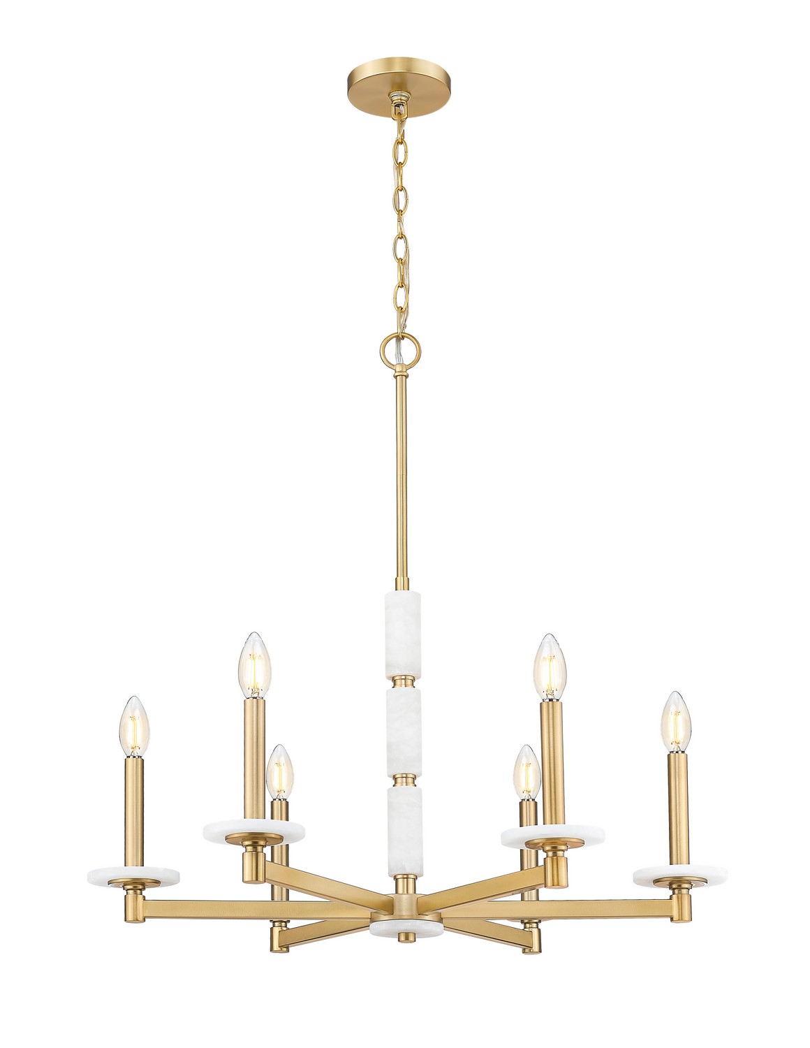 Six Light Chandelier by Z-Lite - Kaden Collection, Modern Gold Finish - 3045-6MGLD