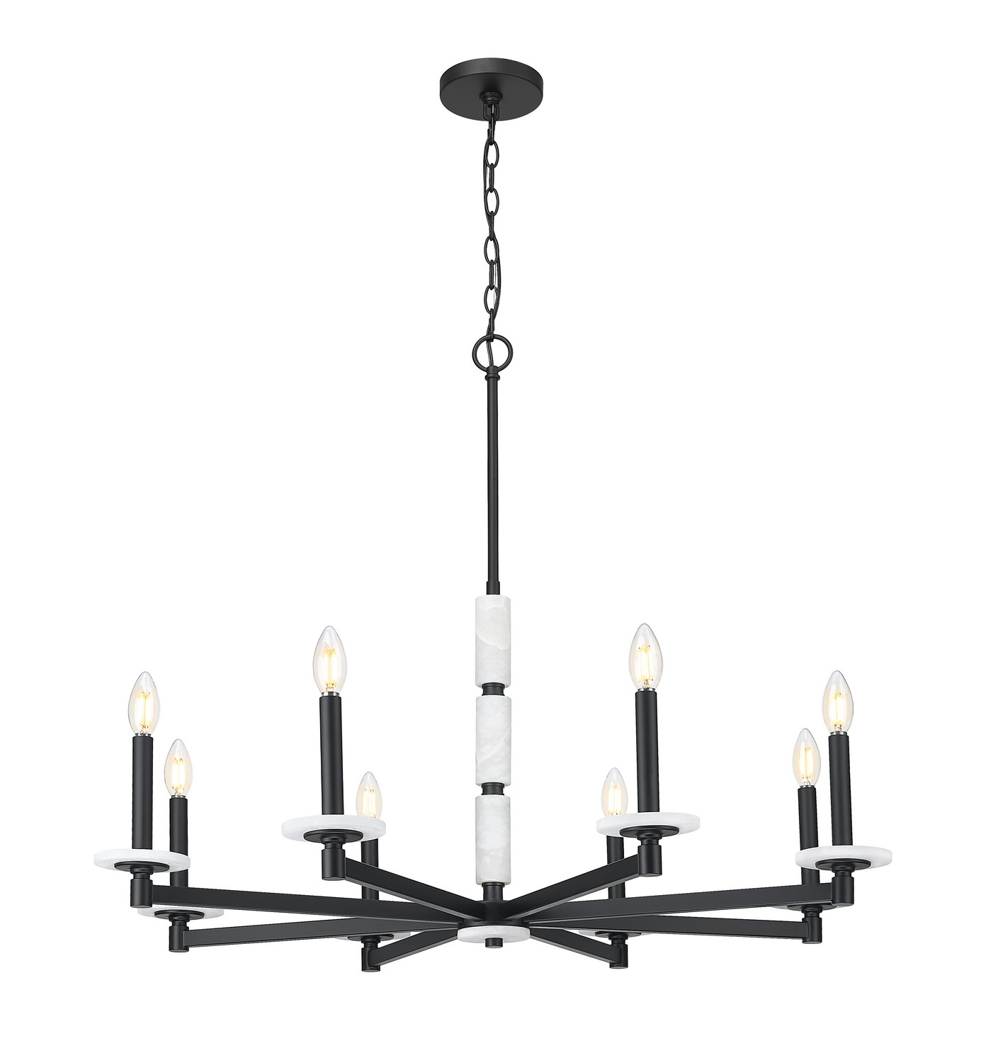 Eight Light Chandelier by Z-Lite - Kaden Collection, Matte Black Finish - 3045-8MB
