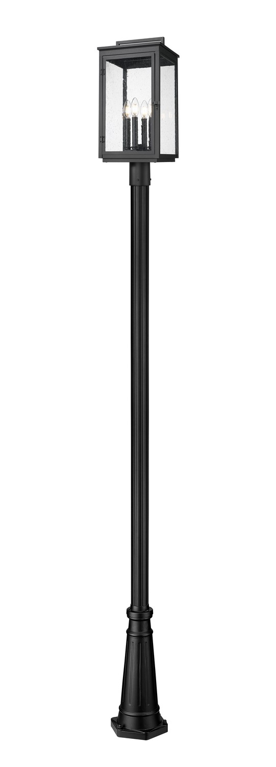 Four Light Outdoor Post Mount by Z-Lite - Hartwell Collection, Sand Black Finish - 5019PHBR-519P-BK