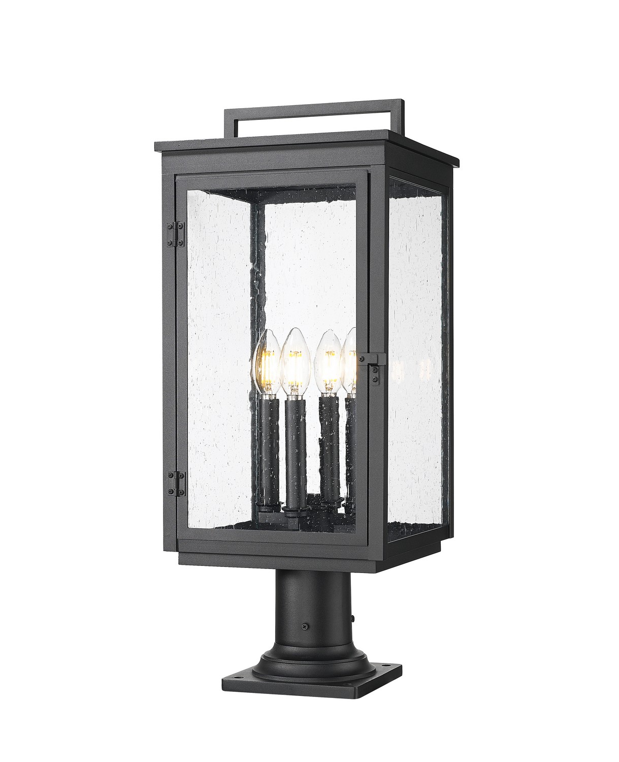 Four Light Outdoor Pier Mounted by Z-Lite - Hartwell Collection, Sand Black Finish - 5019PHBR-533PM-BK
