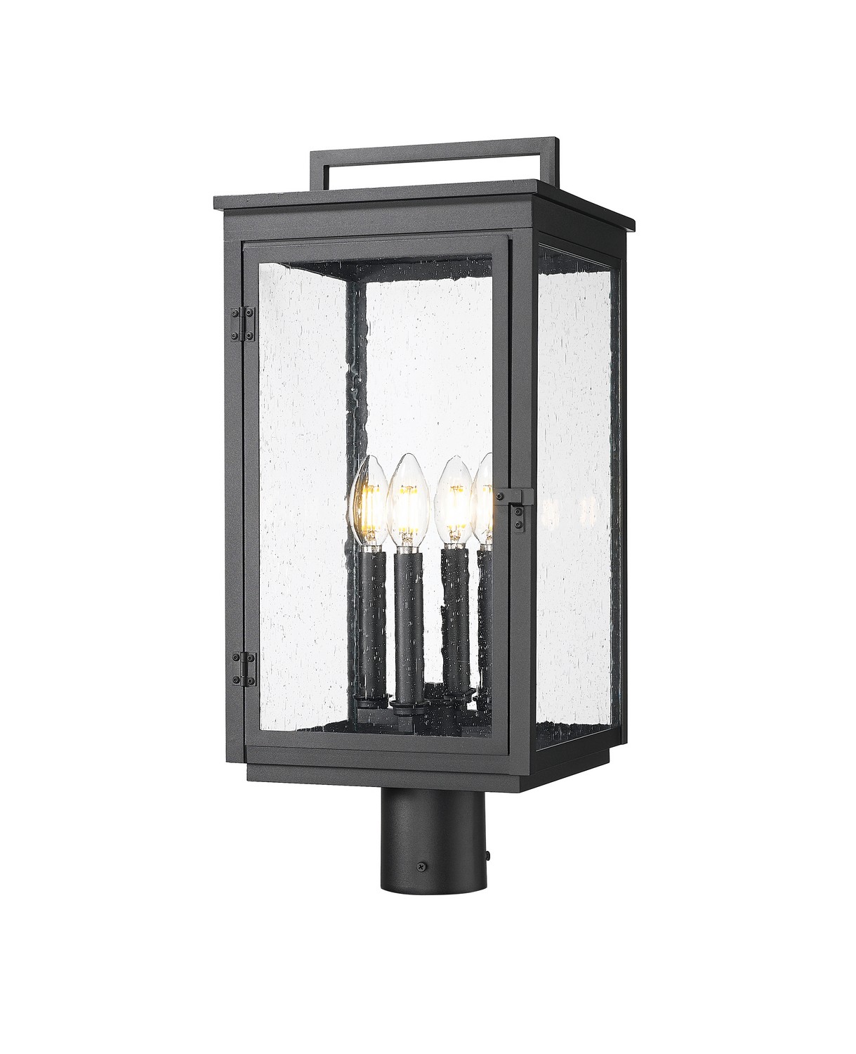 Four Light Outdoor Post Mount by Z-Lite - Hartwell Collection, Sand Black Finish - 5019PHBR-BK