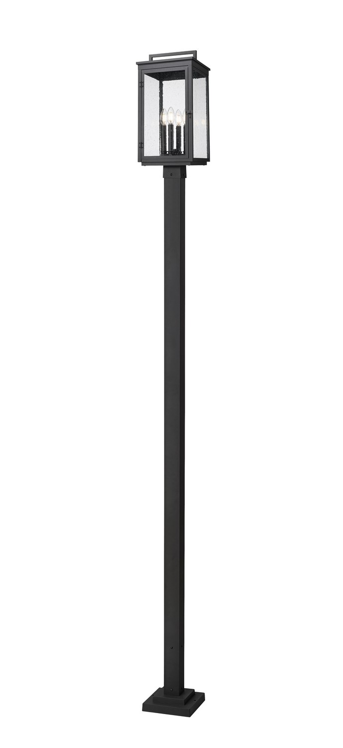 Four Light Outdoor Post Mount by Z-Lite - Hartwell Collection, Sand Black Finish - 5019PHBS-536P-BK
