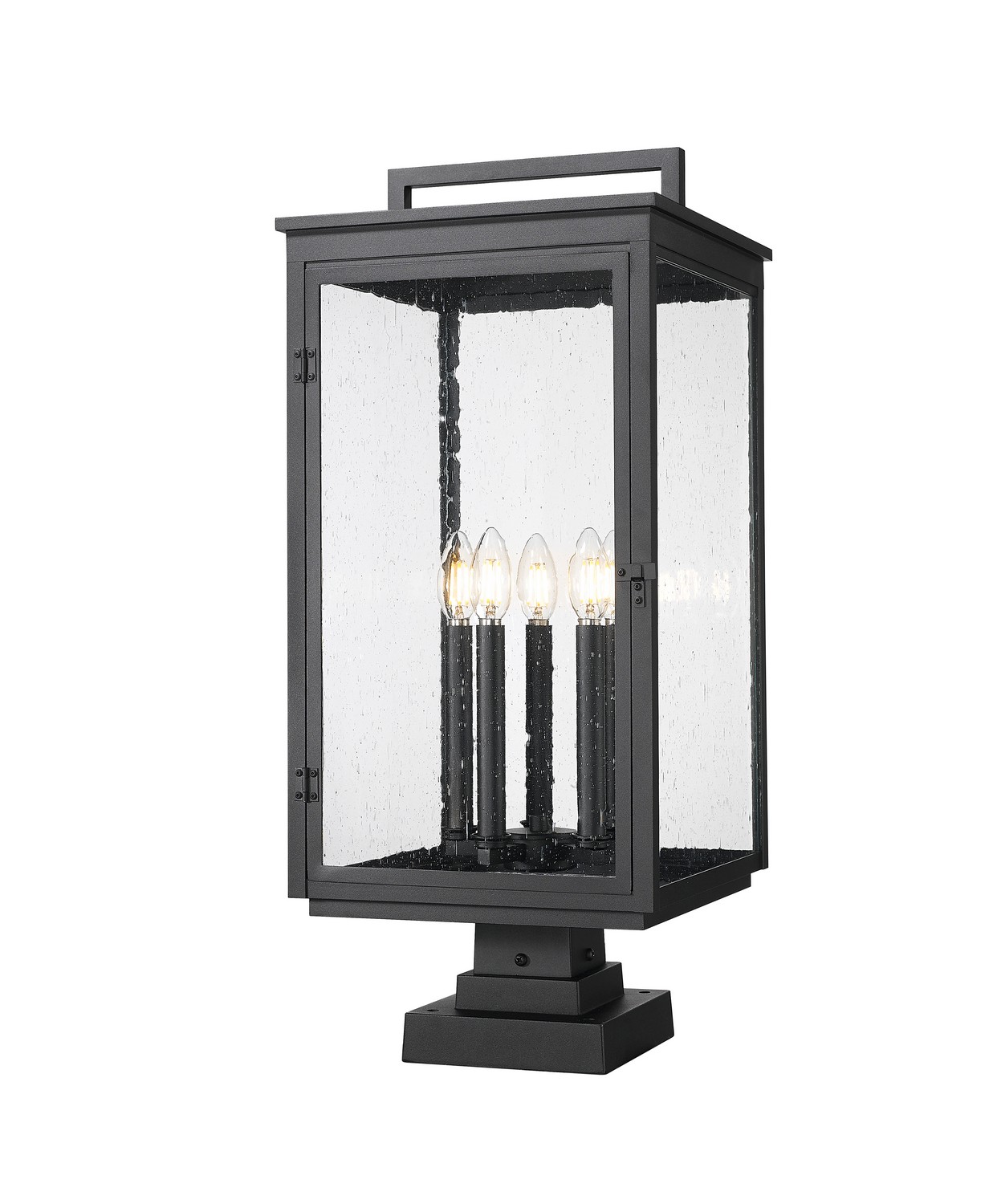 Five Light Outdoor Pier Mount by Z-Lite - Hartwell Collection, Sand Black Finish - 5019PHXLS-SQPM-BK