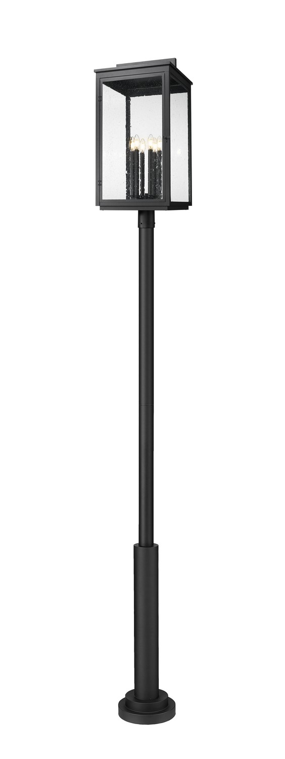 Six Light Outdoor Post Mount by Z-Lite - Hartwell Collection, Sand Black Finish - 5019PHXXLR-5010P-BK