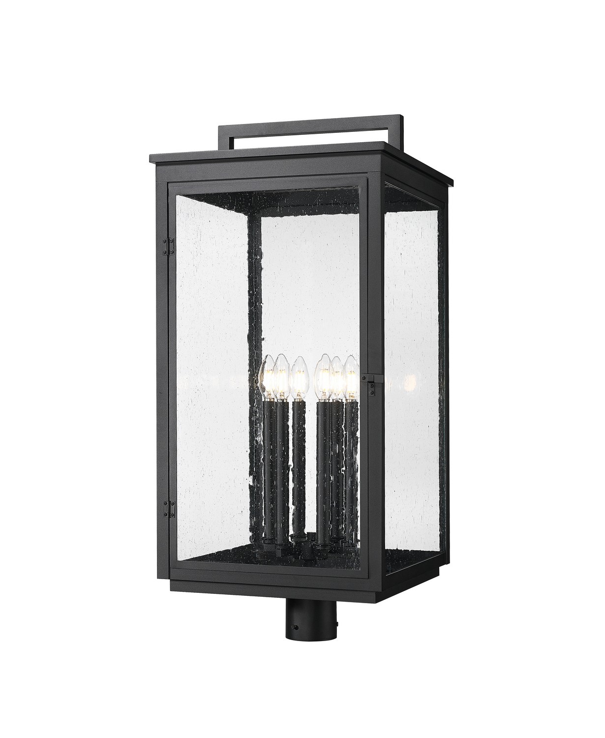 Six Light Outdoor Post Mount by Z-Lite - Hartwell Collection, Sand Black Finish - 5019PHXXLR-BK