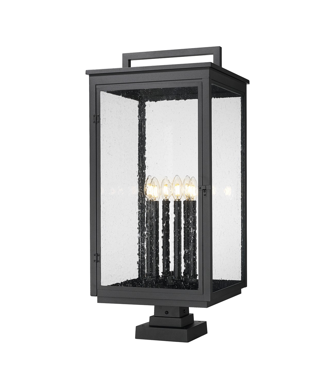 Six Light Outdoor Pier Mount by Z-Lite - Hartwell Collection, Sand Black Finish - 5019PHXXLS-SQPM-BK