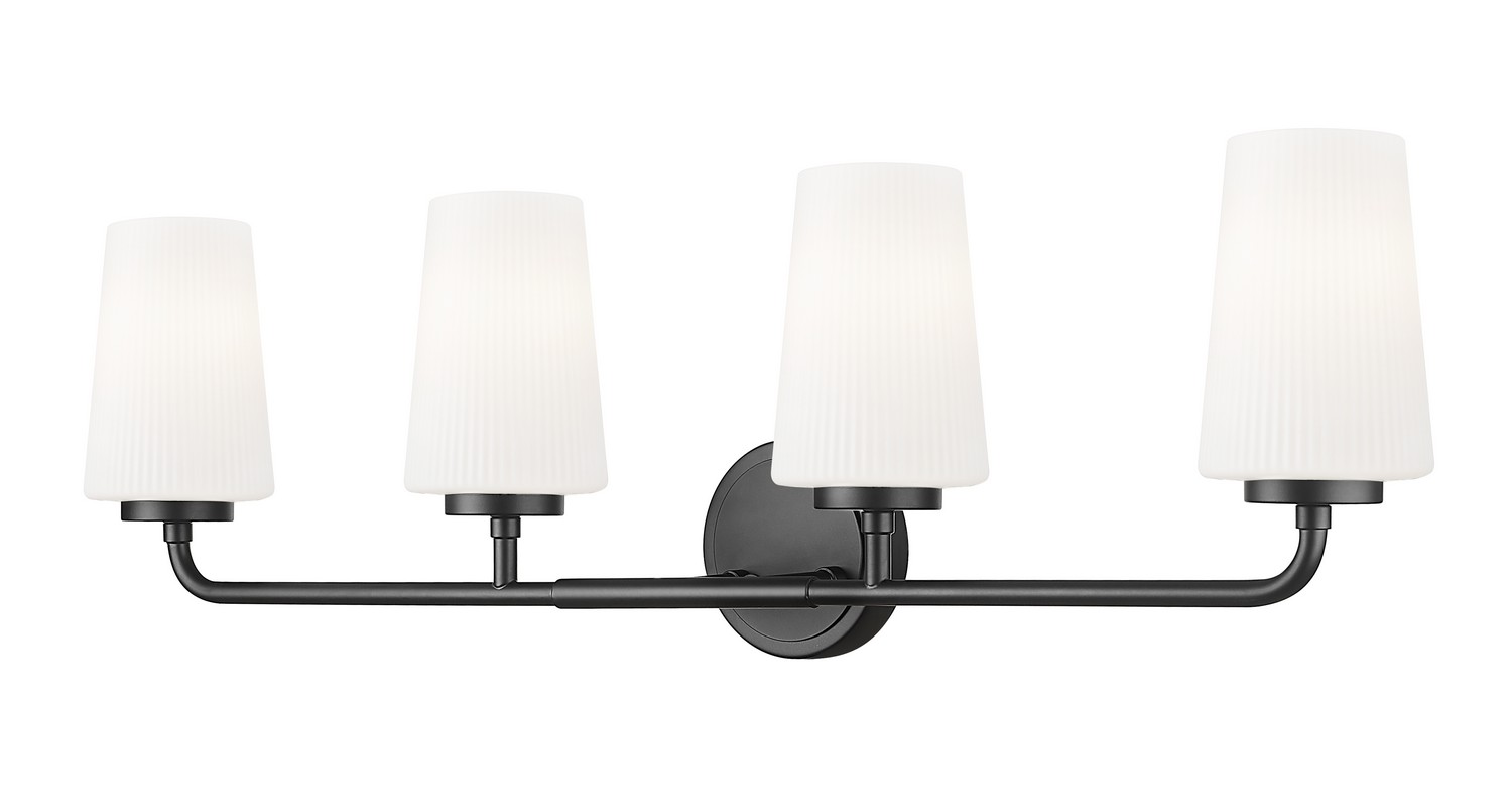 Photos - Chandelier / Lamp Wide Z-Lite Montford 4-Light Bathroom Vanity Light in Matte Black 7005-4V-MB