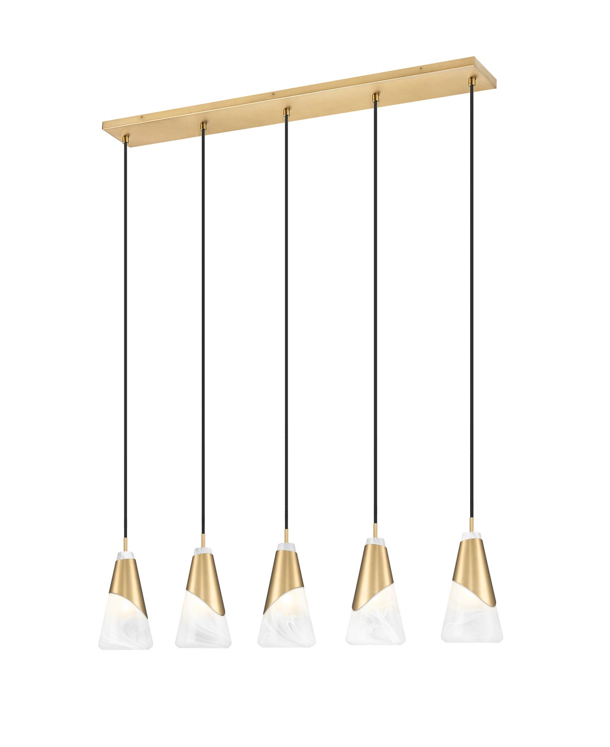 Five Light Linear Chandelier by Z-Lite - Aimie Collection, Modern Gold Finish - 828P6-5L-MGLD
