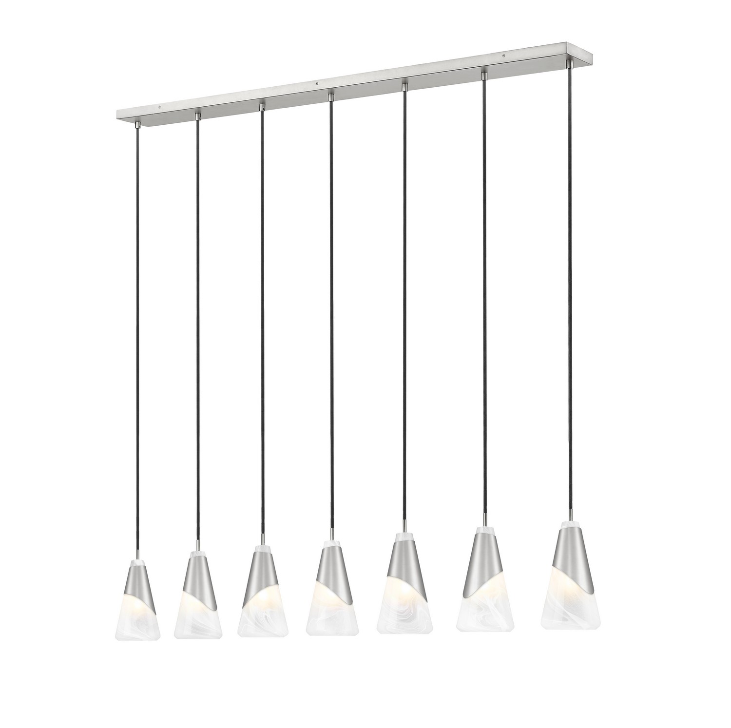Seven Light Linear Chandelier by Z-Lite - Aimie Collection, Brushed Nickel Finish - 828P6-7L-BN
