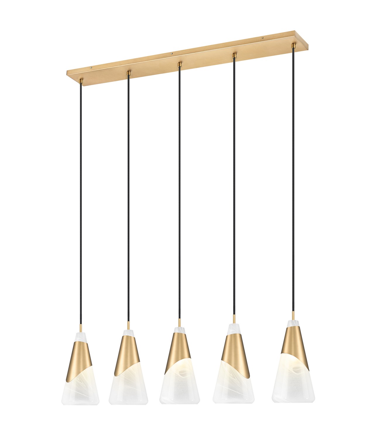 Five Light Linear Chandelier by Z-Lite - Aimie Collection, Modern Gold Finish - 828P7-5L-MGLD