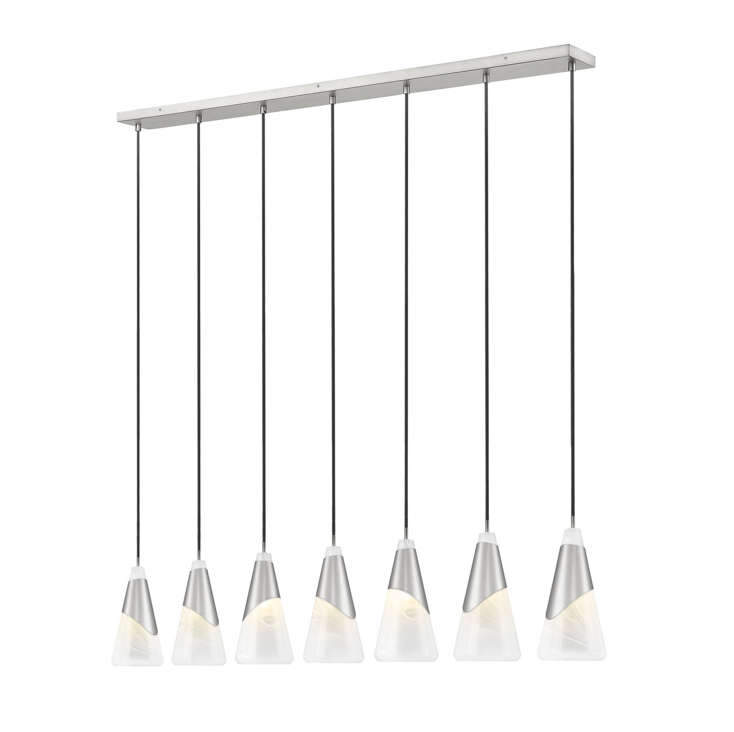 Seven Light Linear Chandelier by Z-Lite - Aimie Collection, Brushed Nickel Finish - 828P7-7L-BN