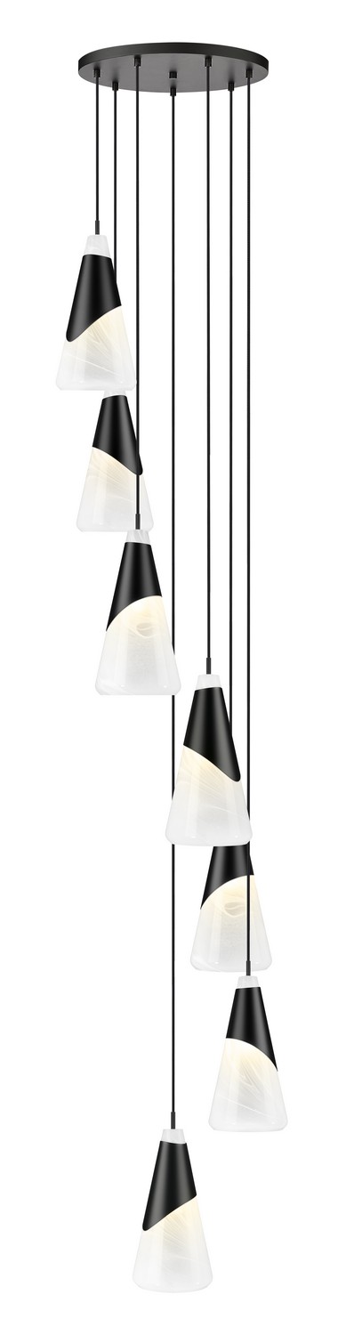 Seven Light Chandelier by Z-Lite - Aimie Collection, Matte Black Finish - 828P7-7R-MB