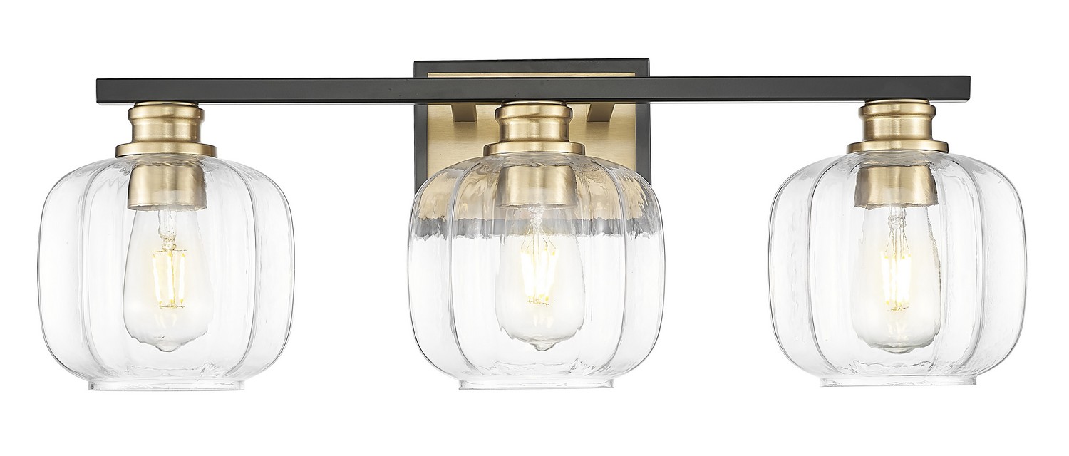 Photos - Chandelier / Lamp Wide Acclaim Lighting Matte Black and Brass Bathroom Vanity Light from the Oxley Collection IN40032BK 
