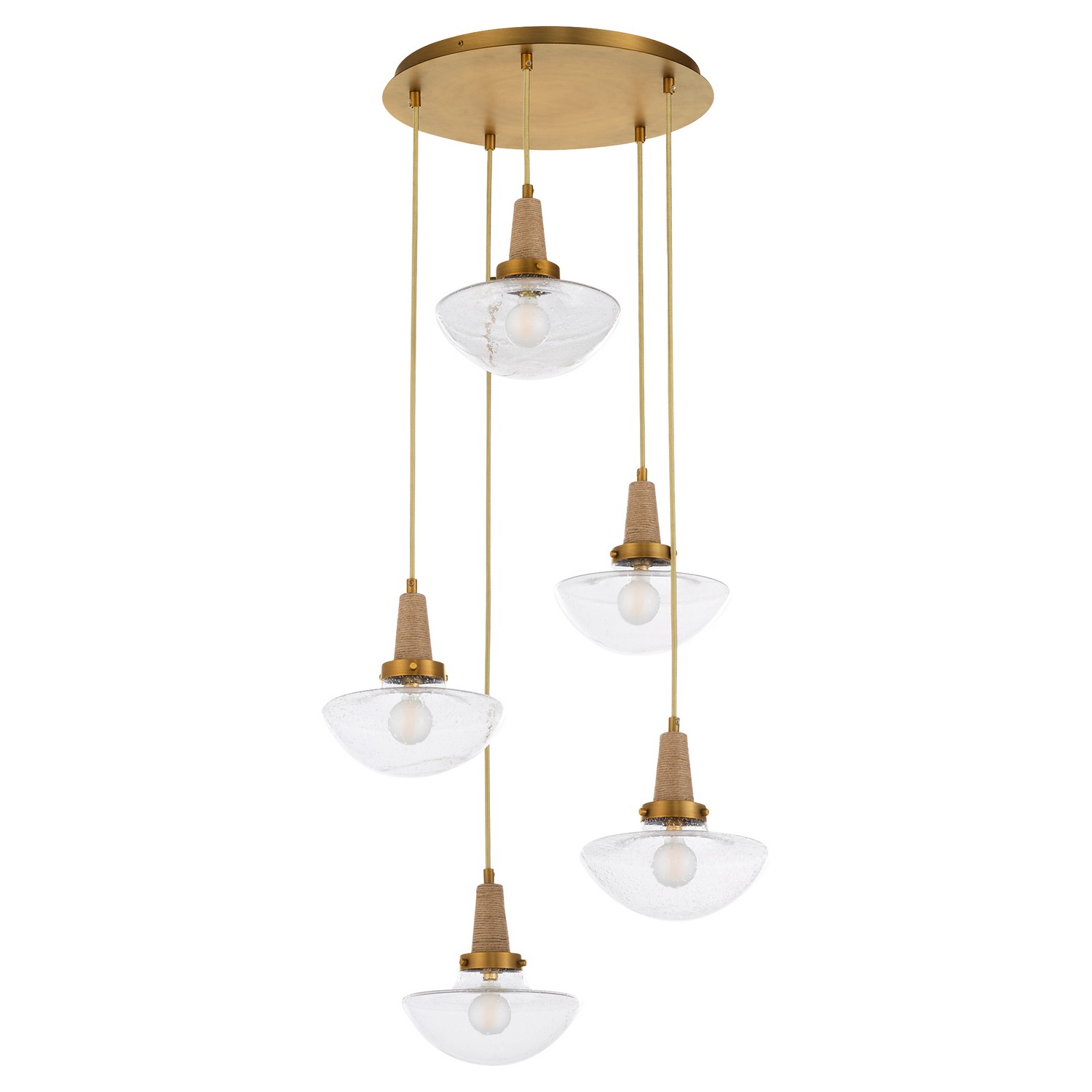 Quorum 692-5-47 Stockport 5 Light 20 inch Brushed Brass Pendant Ceiling Light