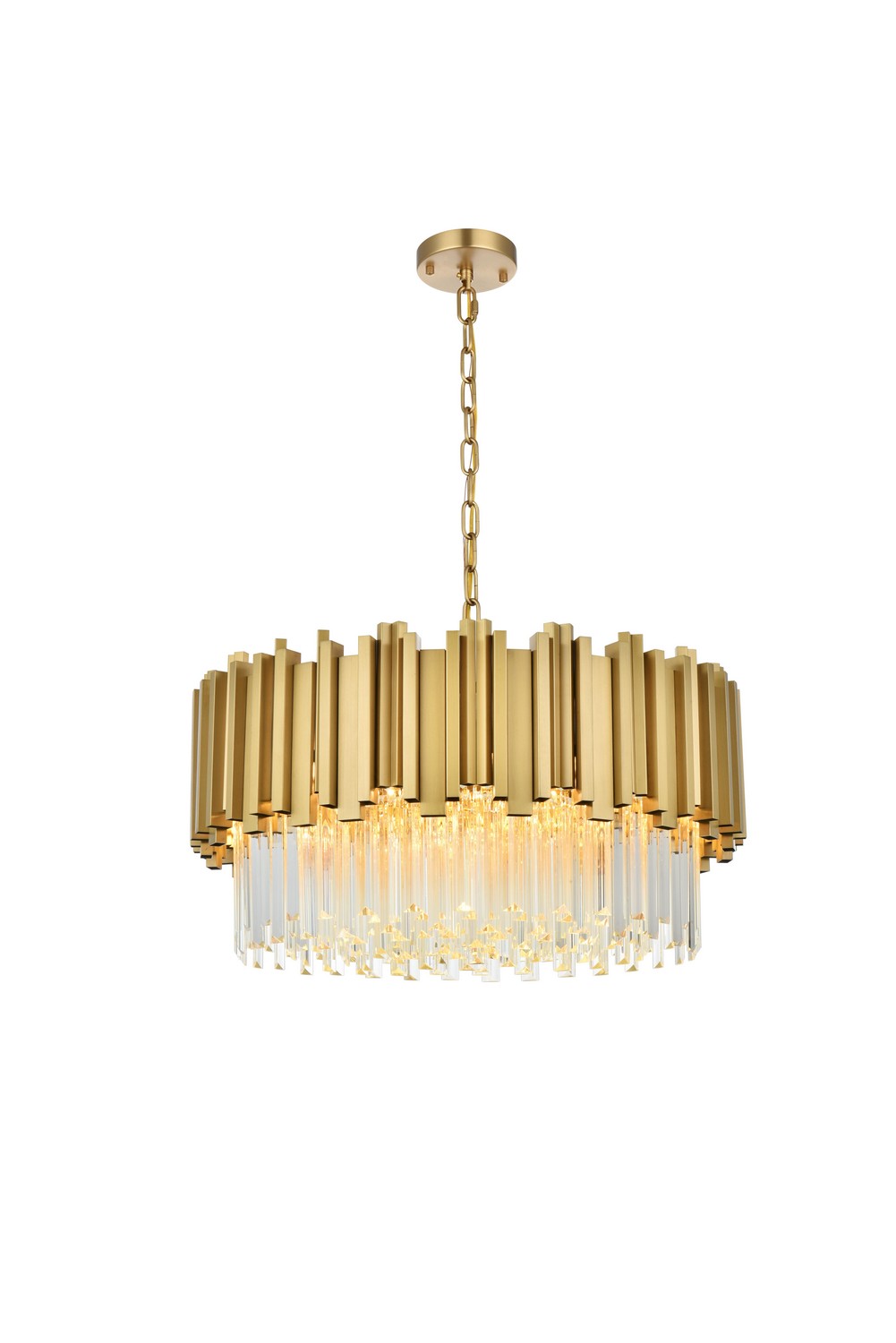 Elegant Lighting 3400D24SG Willow 8 Light 24 inch Satin Gold Chandelier Ceiling Light