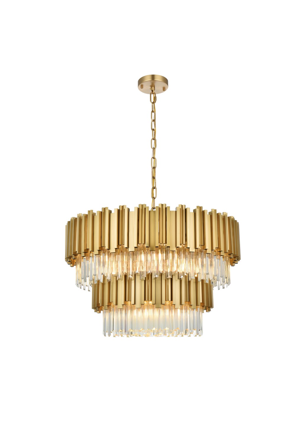 Elegant Lighting 3400G32SG Willow 12 Light 32 inch Satin Gold Chandelier Ceiling Light